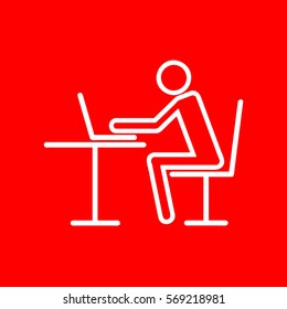Businessman at computer. Businessman working at the table.