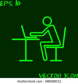 Businessman at computer. Businessman working at the table.
