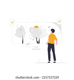 Businessman concept communication person with board flat design illustration