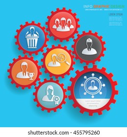 Businessman concept design,gear info graphic on clean background,vector