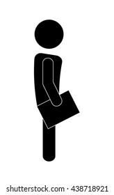 Businessman concept. male pictogram with suitcase icon. vector g