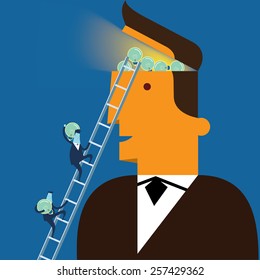 Businessman with concept of thinking new ideas