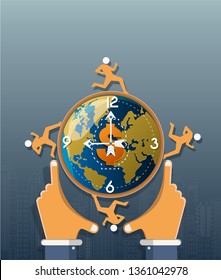 Businessman, concept, time, competition and finance of the world, illustration