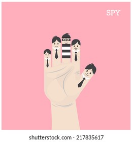 Businessman concept,funny fingers sign.Teamwork concept,cartoon.vector illustration.