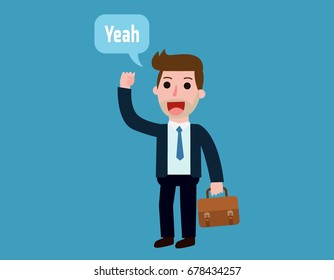 Businessman of a confident business man standing with Holds a fist.
business people concept. Vector flat cartoon character icon design. illustration isolated on backgroud
