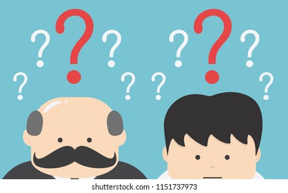 Businessman confused , eps10 vector format, flat design, question