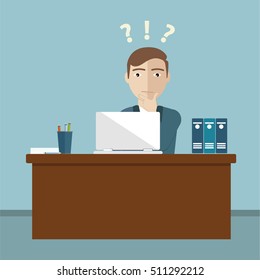 Geschäftsmann verwirrt im Office-Vektorformat