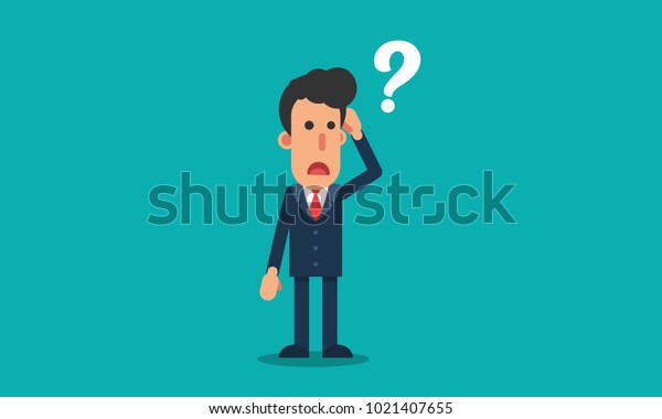 Businessman Confused Question Mark Cartoon Character Stock Vector 