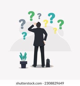 Empresario confundido con ilustración vectorial de signo de interrogación