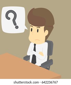 businessman confused with the question, the problem exists.VECTOR