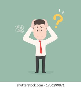 Businessman Confused Questionwith Question Marks Above Stock Vector ...