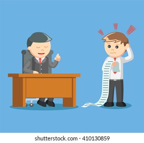 businessman confused with the task of boss