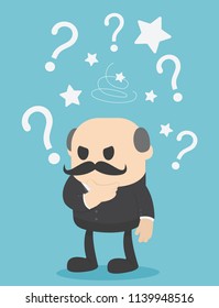 Businessman confused, businessman think hard with question mark