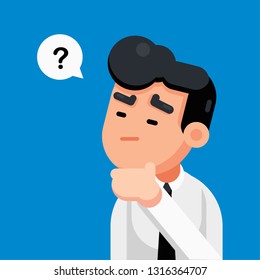 Businessman is confusing and thinking with question marks sign, Vector illustration.