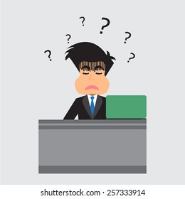Businessman With Confusion. Vector Illustration
