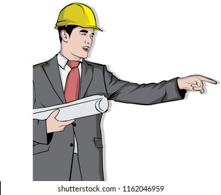 Businessman construction and contractor building, vector illustration
