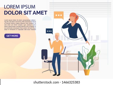 Businessman consulting professional on phone. business negotiation  phone call. Communication concept. Vector illustration can be used for presentation slides or webpage templates