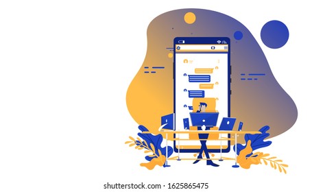 Businessman  Contact communicate  Social Network Technology,  theme  business startup with smartphone creative modern Idea and Concept illustration,flat design.