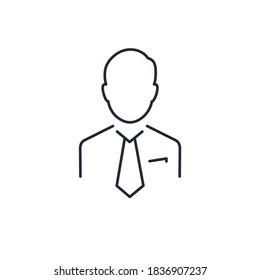 Businessman. Contour flat image of a person. Vector linear icon isolated on white background.