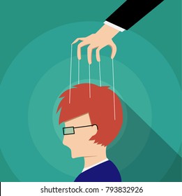 Businessman control adult's mind, vector design