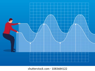 Businessman control data graph