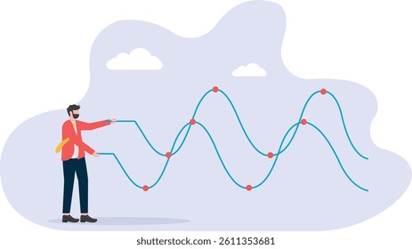 Businessman control data graph, business concept, vector illustration

