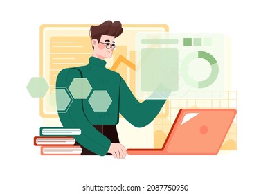Bedienfeld-Bedienfeld für Geschäftsleute verwaltet Illustrationskonzept. Flache Illustration einzeln auf weißem Hintergrund.