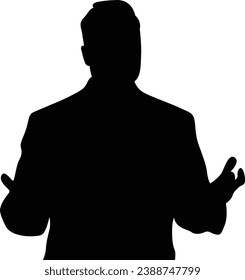 Businessman in conversation flat style silhouette design. 
