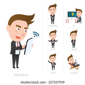 Businessman corporate life flat design 7set-employee