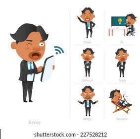 Businessman corporate life flat design 7set-employee