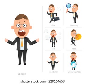 Businessman corporate life flat design 7set-employee
