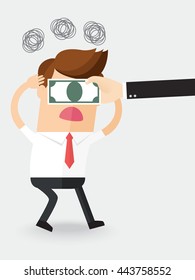 businessman corruption getting bribery banknote blinding eyes