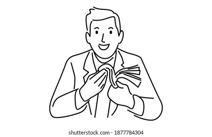 Businessman Counting Money Smile Expression Stock Vector (Royalty Free ...