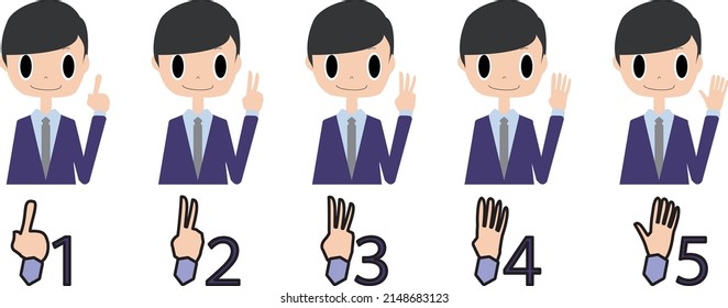 Businessman counting numbers from 1 to 5 with your fingers