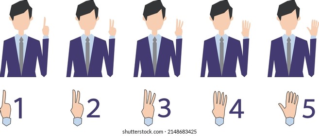 Businessman counting numbers from 1 to 5 with your fingers