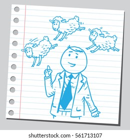 Businessman counting sheep