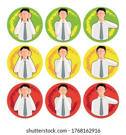 Businessman covering eyes ears and mouth with hands, illustration vector cartoon
