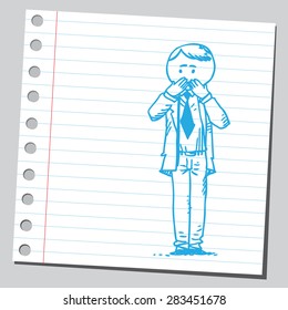Businessman covering his mouth