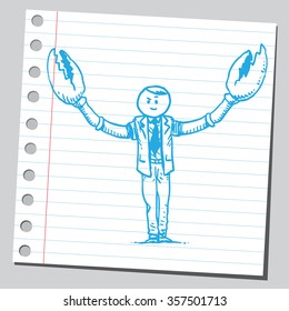 Businessman with crab claws
