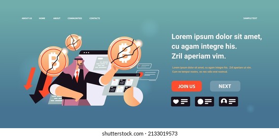 businessman with crashed coins cryptocurrency crash bitcoin price collapse crypto loss investment risk crisis