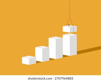 Businessman creates a growth bar chart
