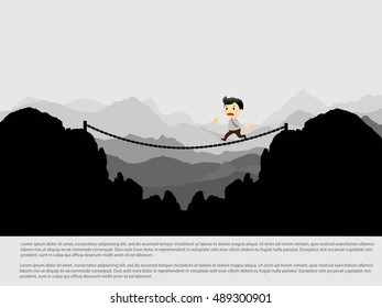 Businessman cross the risk bridge to success - Vector
 