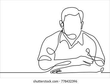 businessman with crossed arms - continuous line drawing