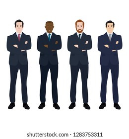 Businessman with crossed arms set. Vector.