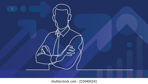 businessman with crossed arms - single line drawing