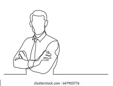 businessman and crossed arms    single line drawing