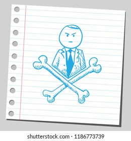 Businessman and crossed bones. Deadly avatar.