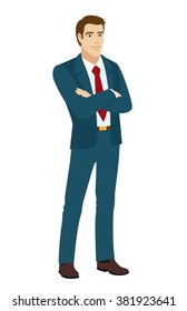 Businessman crossing his arms over his chest. Vector illustration.