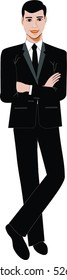 Businessman crossing his arms over his chest. Vector illustration.