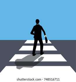 Businessman crossing the road-vector